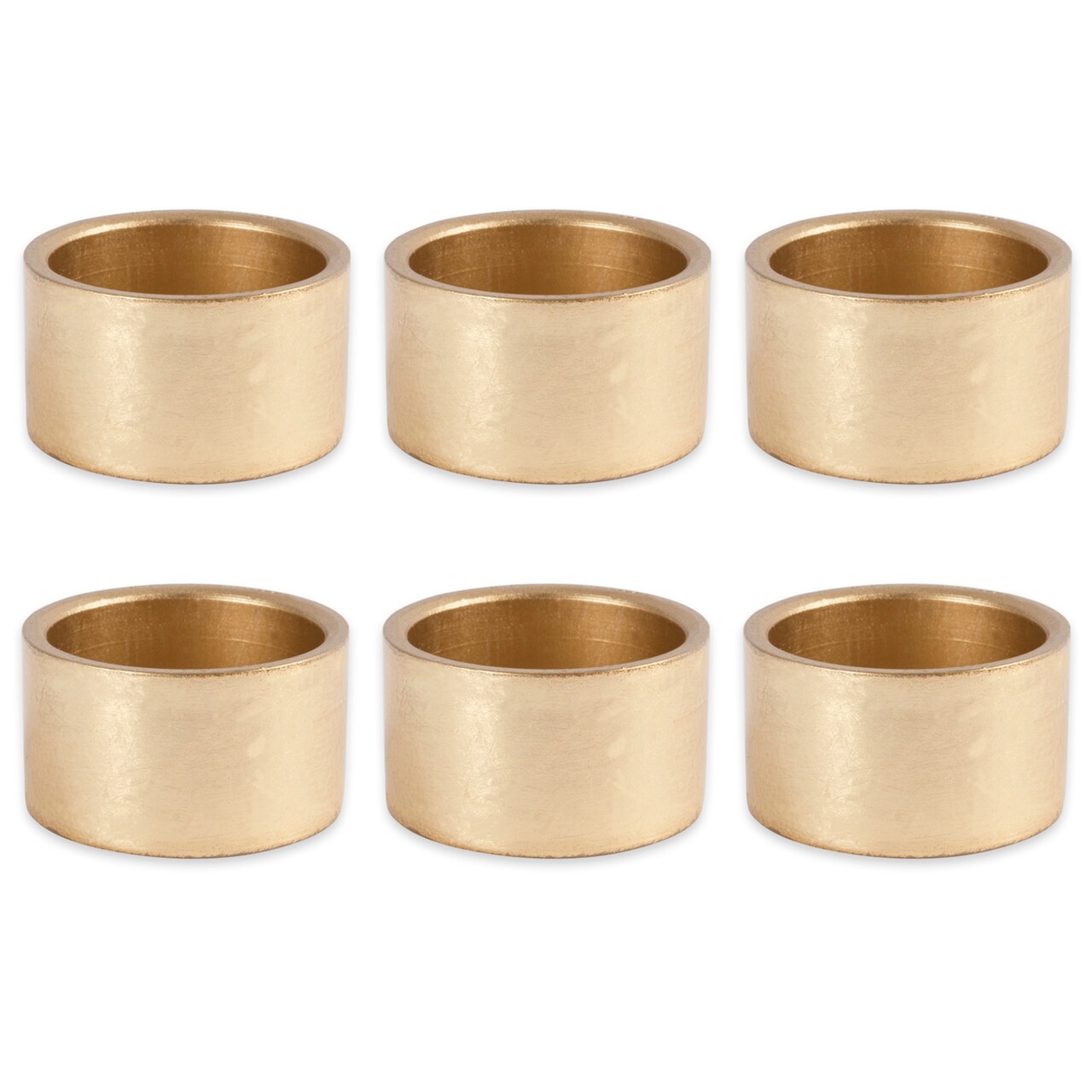 CC Home Furnishings Set of 6 Gold Finished Round Napkin Rings 3"